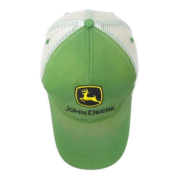John Deere Patch Logo Mesh Strapback Cap Trucker Farmer Baseball Hat - Picture 10 of 12